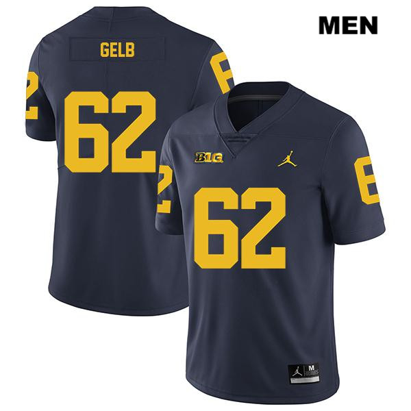 Men's NCAA Michigan Wolverines Mica Gelb #62 Navy Jordan Brand Authentic Stitched Legend Football College Jersey IW25Q06VZ